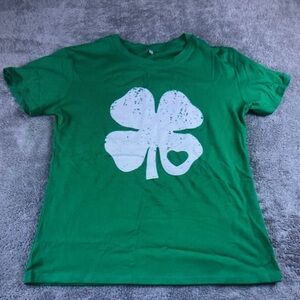 Green Kids T-Shirt with White Clover Graphic